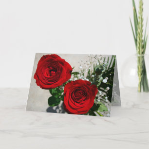 Cartes Pour Fêtes Annuelles Roses à l'avant, Roses à l'intérieur avec calendri