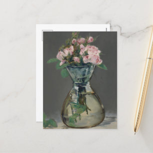 Cartes Pour Fêtes Annuelles Roses de la mousse dans un vase par Edouard Manet