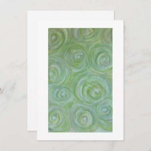 Cartes Pour Fêtes Annuelles Roses in green, white and pinks Flat Card (Devant / Derrière)