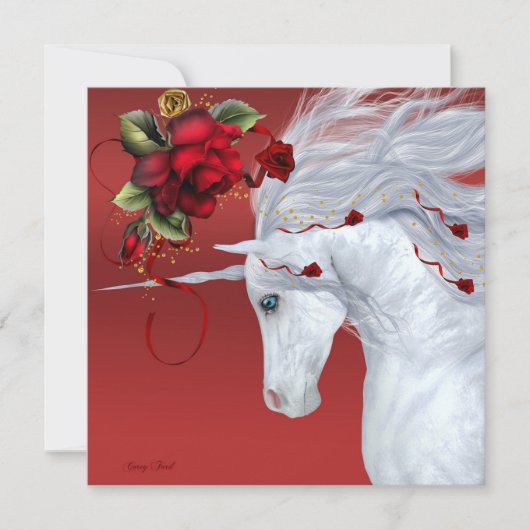Cartes Pour Fêtes Annuelles Roses Licorne (Devant)