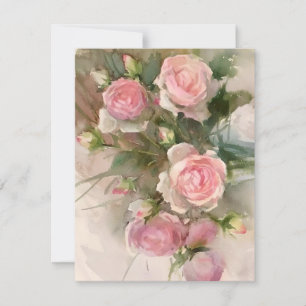 Cartes Pour Fêtes Annuelles Roses Roses Roses En Aquarelles