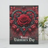 Cartes Pour Fêtes Annuelles Roses rouges gothiques Saint-Valentin (Debout devant)