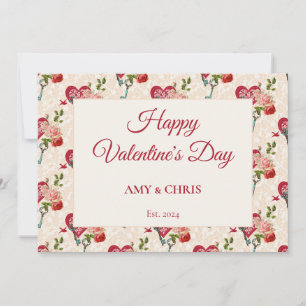 Cartes Pour Fêtes Annuelles Roses Rouges Vintage Shabby Chic & Clé de Mon Cœur
