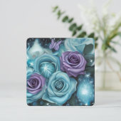 Cartes Pour Fêtes Annuelles Roses turquoise et violet (Debout devant)