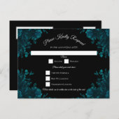 Cartes Pour Fêtes Annuelles Roses Turquoises foncés Mariage RSVP Réponse (Devant / Derrière)