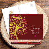 Cartes Pour Fêtes Annuelles Rosh Hashanah Papier d'aluminium doré Bourgogne Ar