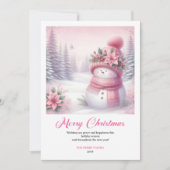 Cartes Pour Fêtes Annuelles Rosy pink coquette snowman kids card digital edit (Devant)