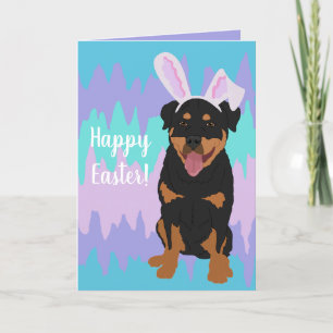 Cartes Pour Fêtes Annuelles Rottweiler Bunny Pâques