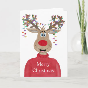 Cartes Pour Fêtes Annuelles Roudolph Reindee illuminations de Noël