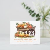 Cartes Pour Fêtes Annuelles Roue rustique de l'Halloween d'automne Citrouille (Debout devant)