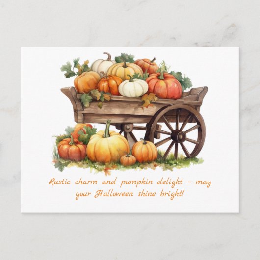 Cartes Pour Fêtes Annuelles Roue rustique de l'Halloween d'automne Citrouille (Devant)