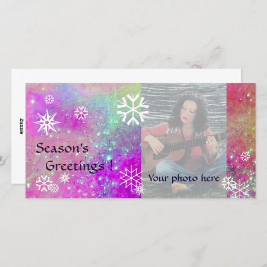 Cartes Pour Fêtes Annuelles ROUES, rose, fuchsia, violet, violet, violet, blan (Devant / Derrière)