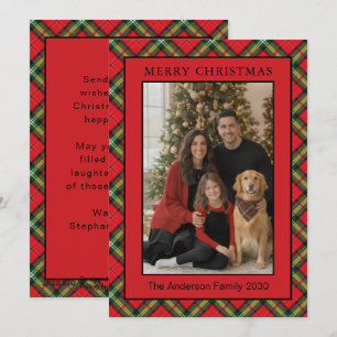 Cartes Pour Fêtes Annuelles Rouge à carreaux Easy 1 Photo Famille Joyeux Noël