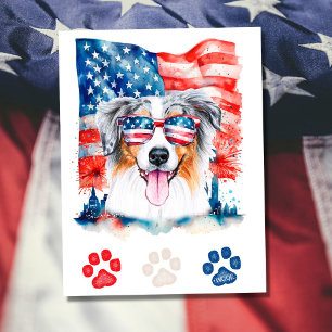 Cartes Pour Fêtes Annuelles Rouge Blanc Bleu Berger Australien 4 Juillet