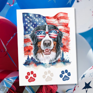 Cartes Pour Fêtes Annuelles Rouge Blanc Bleu Chien de Montagne des Bernes 14 J