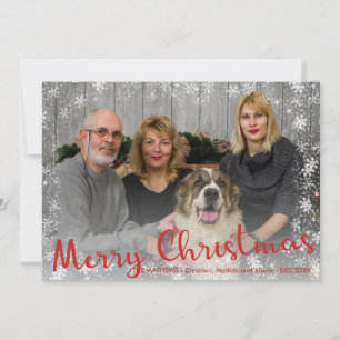 Cartes Pour Fêtes Annuelles Rouge blanc flocons de neige rustique Joyeux Noël 