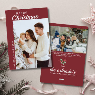 Cartes Pour Fêtes Annuelles Rouge blanc minimaliste 2 photo Joyeux Noël