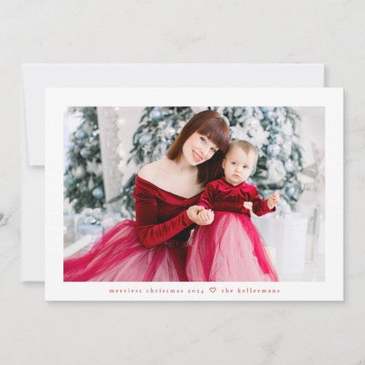 Cartes Pour Fêtes Annuelles rouge blanc tout simplement élégant photo de noël (Devant)