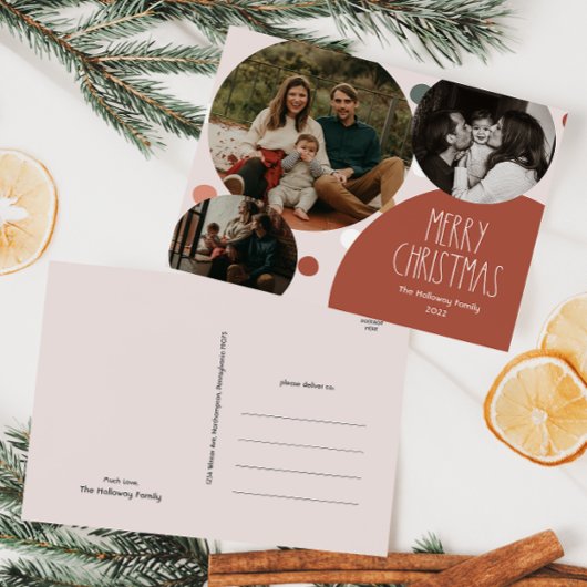 Cartes Pour Fêtes Annuelles Rouge Boho Polka Point Noël Trois Photo