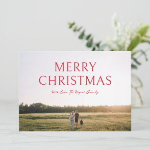 Cartes Pour Fêtes Annuelles Rouge Bold Typographie Photo Noël élégant