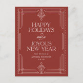 Cartes Pour Fêtes Annuelles Rouge Classique Déco Élégant Entreprise Joyeuses F (Devant)