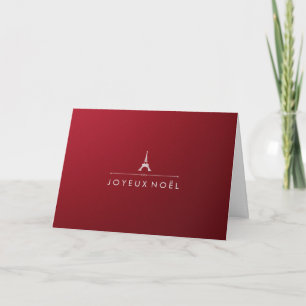 Cartes Pour Fêtes Annuelles Rouge de Noël élégant de Paris et argenté