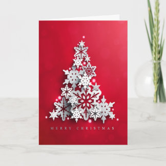 Cartes Pour Fêtes Annuelles Rouge de vacances de Noël avec l'arbre blanc de