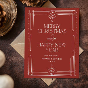 Cartes Pour Fêtes Annuelles Rouge Déco Classique Noël d'entreprise élégant