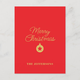 Cartes Pour Fêtes Annuelles Rouge Éclatant & Couleurs Or Joyeux Noël
