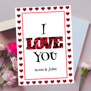 Cartes Pour Fêtes Annuelles Rouge et blanc Je t'aime Coeur Saint Valentin