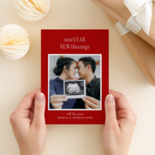 Cartes Pour Fêtes Annuelles Rouge et blanc Nouvel An Bénédiction nouvelle Gros