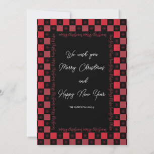 Cartes Pour Fêtes Annuelles Rouge et noir Buffalo plaqué rustique pays Noël