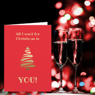 Cartes Pour Fêtes Annuelles Rouge et or Tout ce que je veux pour Noël est VOUS