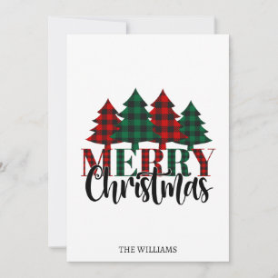Cartes Pour Fêtes Annuelles Rouge et vert Buffalo Plaid Motif Joyeux Noël
