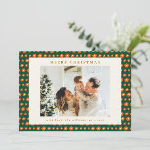 Cartes Pour Fêtes Annuelles Rouge et Vert de Noël Fleurs Boho Deux Photo