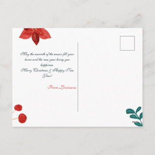 Cartes Pour Fêtes Annuelles Rouge et Vert Floral Classique de Noël