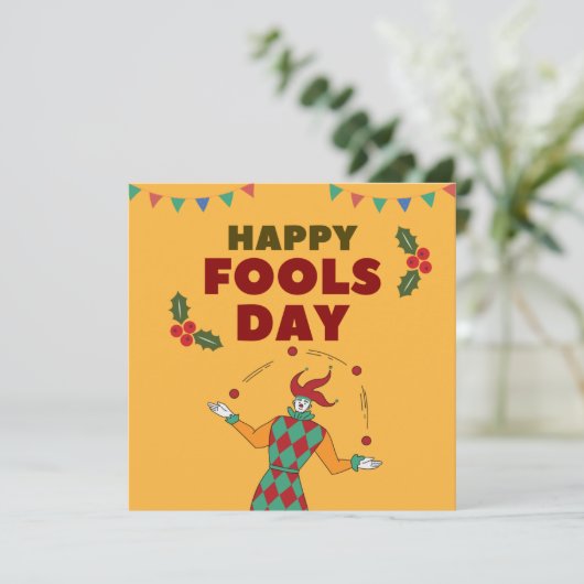 Cartes Pour Fêtes Annuelles Rouge Et Vert Jester Céramique Jester (Debout devant)