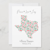 Cartes Pour Fêtes Annuelles Rouge et Vert Motif d'Art en Ligne du Texas (Devant)