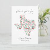 Cartes Pour Fêtes Annuelles Rouge et Vert Motif d'Art en Ligne du Texas (Debout devant)