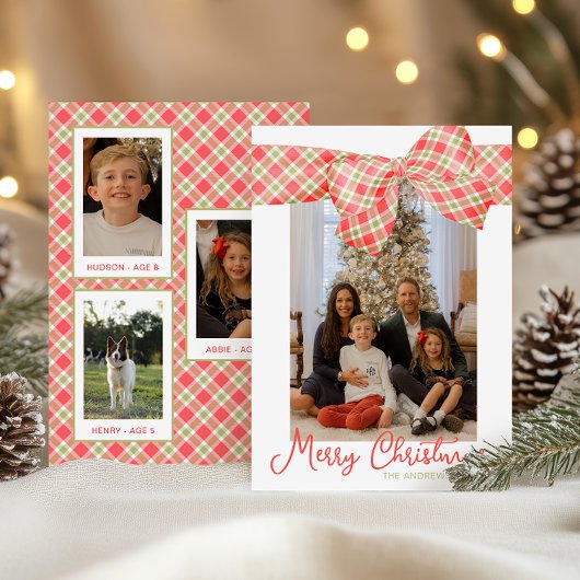 Cartes Pour Fêtes Annuelles Rouge et vert Noël Plaid Borap Photo