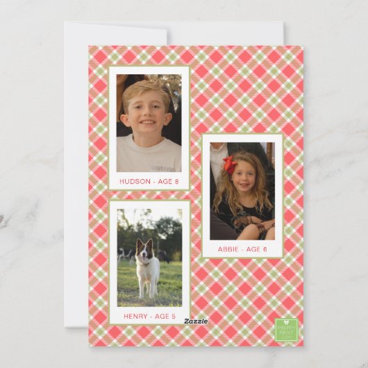 Cartes Pour Fêtes Annuelles Rouge et vert Noël Plaid Borap Photo (Dos)