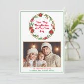 Cartes Pour Fêtes Annuelles Rouge et vert Photo Élégant Moderne Joyeux Noël (Debout devant)