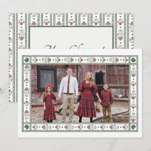Cartes Pour Fêtes Annuelles Rouge et Vert Poinsettia Block Print Noël