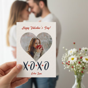 Cartes Pour Fêtes Annuelles Rouge Fard Pinceau XOXO Saint Valentin Photo Amour