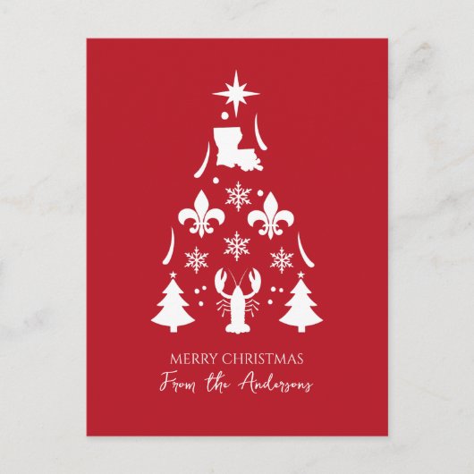 Cartes Pour Fêtes Annuelles Rouge Fête de Noël Cajun (Devant)