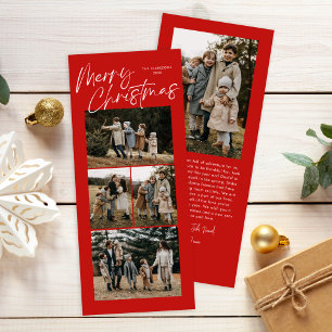 Cartes Pour Fêtes Annuelles Rouge Joyeux Noël Calligraphie Cinq mince Photo