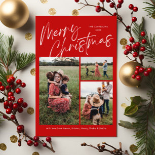 Cartes Pour Fêtes Annuelles Rouge Joyeux Noël Calligraphie Script 3 Photo