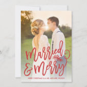 Cartes Pour Fêtes Annuelles Rouge marié et Joyeux script chic pleine photo (Devant)