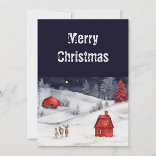 Cartes Pour Fêtes Annuelles Rouge marine hivernal rustique traditionnel
