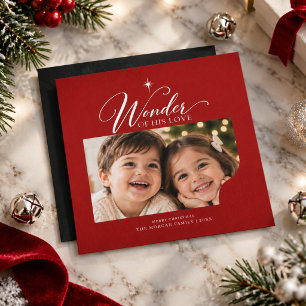 Cartes Pour Fêtes Annuelles Rouge Merveille de Sa Photo de Noël Religieuse Écr